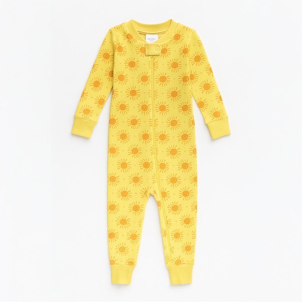 Hanna Andersson Organic Cotton Zip Sleeper Sunshine Print Yellow 12-18M Pajamas